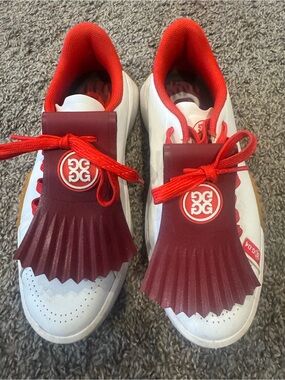 G/FORE White and Red Golf-Style Athletic Sneakers